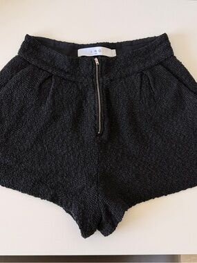 IRO Black Textured Zip-Front Women’s Shorts, Size 38